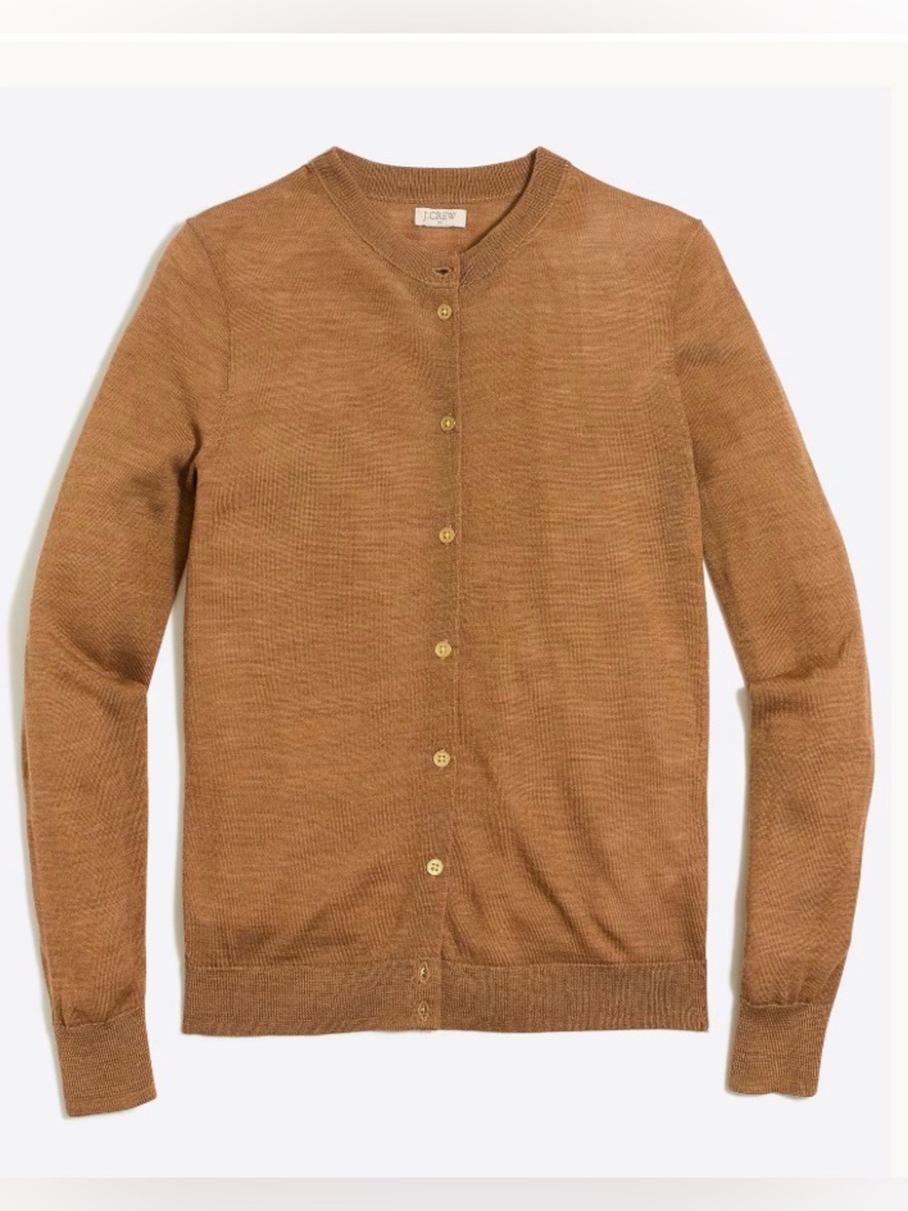 J.Crew 100% Fine Merino Wool Cardigan - Camel with Gold Buttons - XL